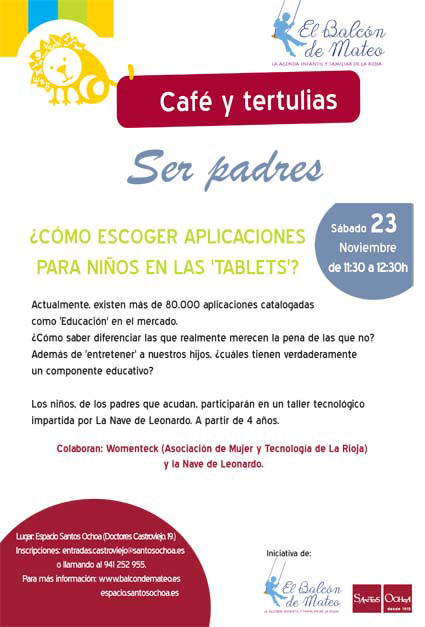 Imagen del cartel del cafe-tertulia-sobre apps educativas Balcon-de-Mateo Santos Ochoa