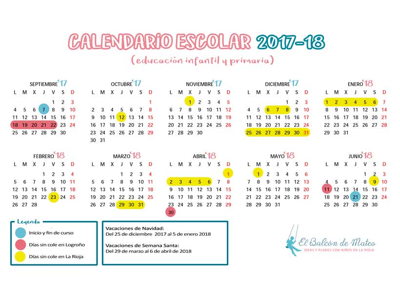 Calendario escolar 2017-2018 La Rioja imprimir