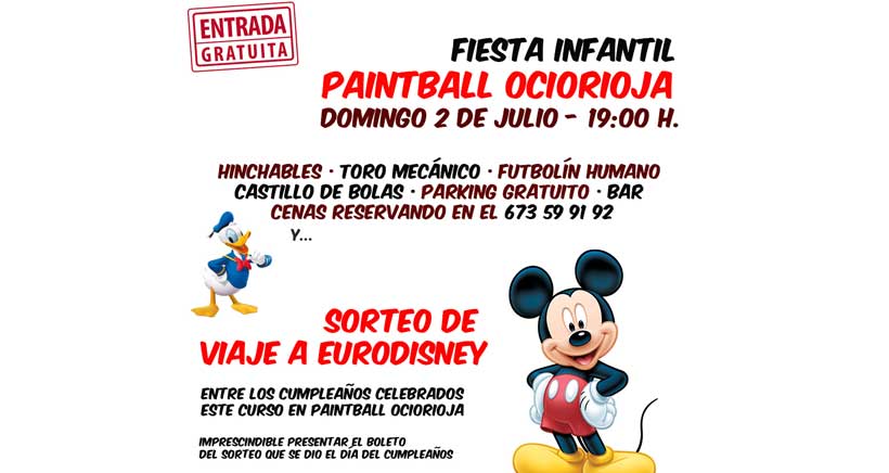 Fiesta infantil y sorteo del viaje a Eurodisney en Paintball OcioRioja